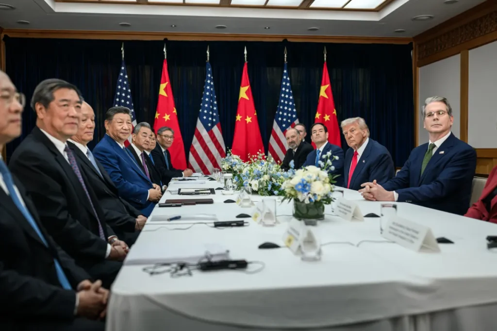 President Donald Trump participates in a bilateral meeting with Chinese President Xi Jinping