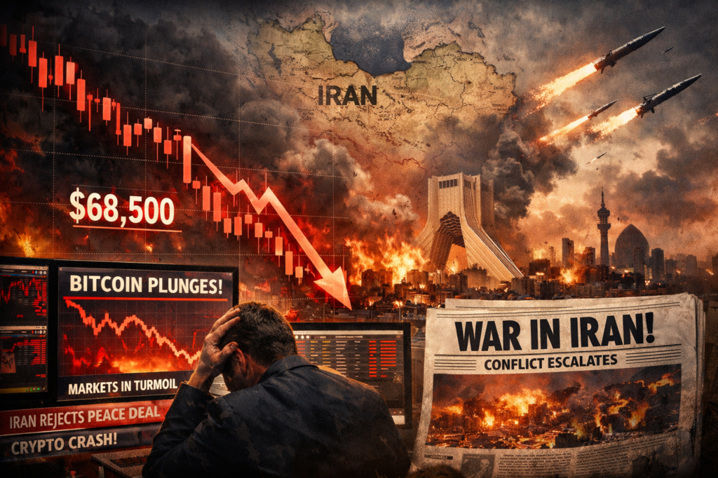 Crypto Market Sinks 2.5% as Iran Tensions Persist, Bitcoin Dips to $69,297